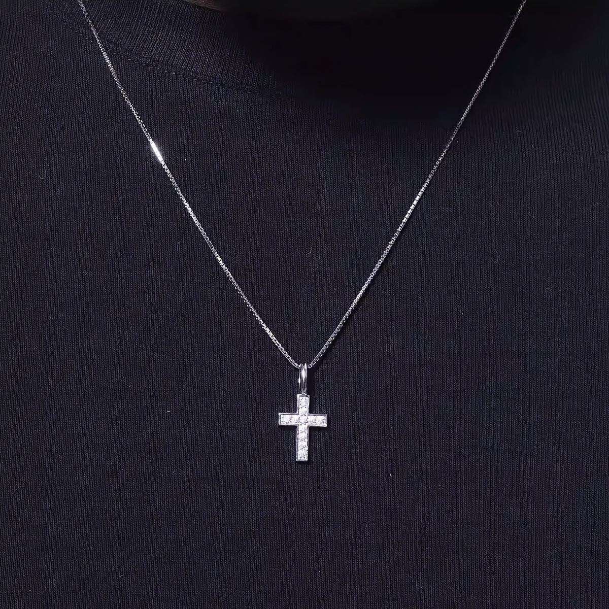 Mini Synthetic Cubic Zirconia Cross Pendant Necklace